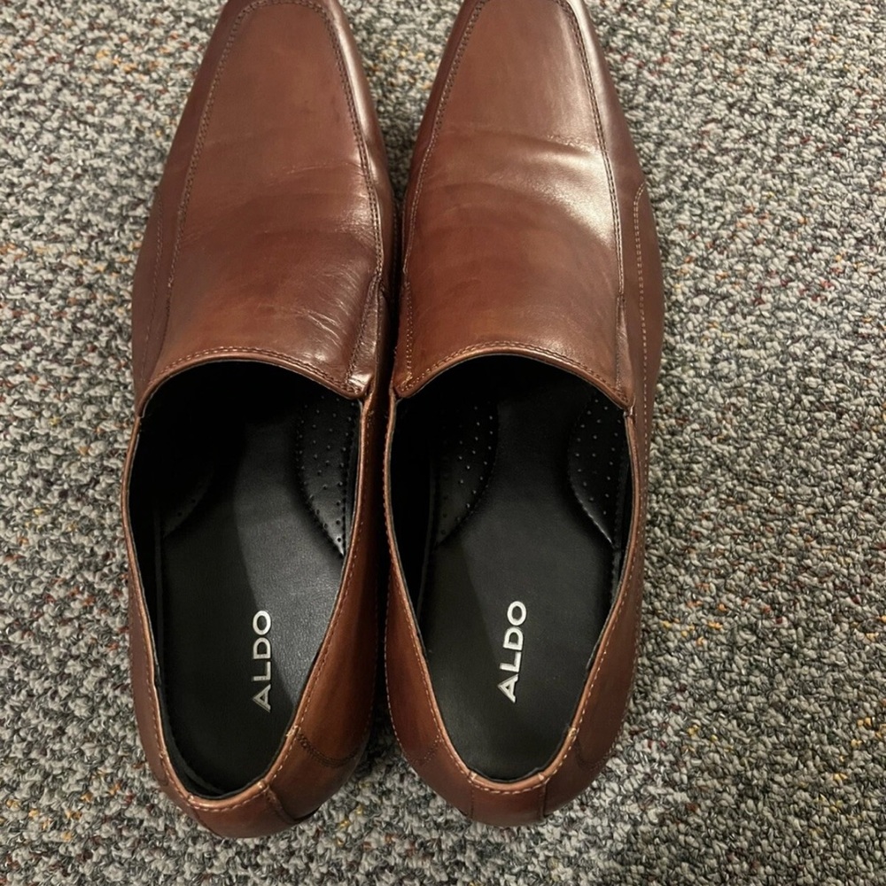 Aldo Brown Leather Slip-On Loafers for Formal Occasions